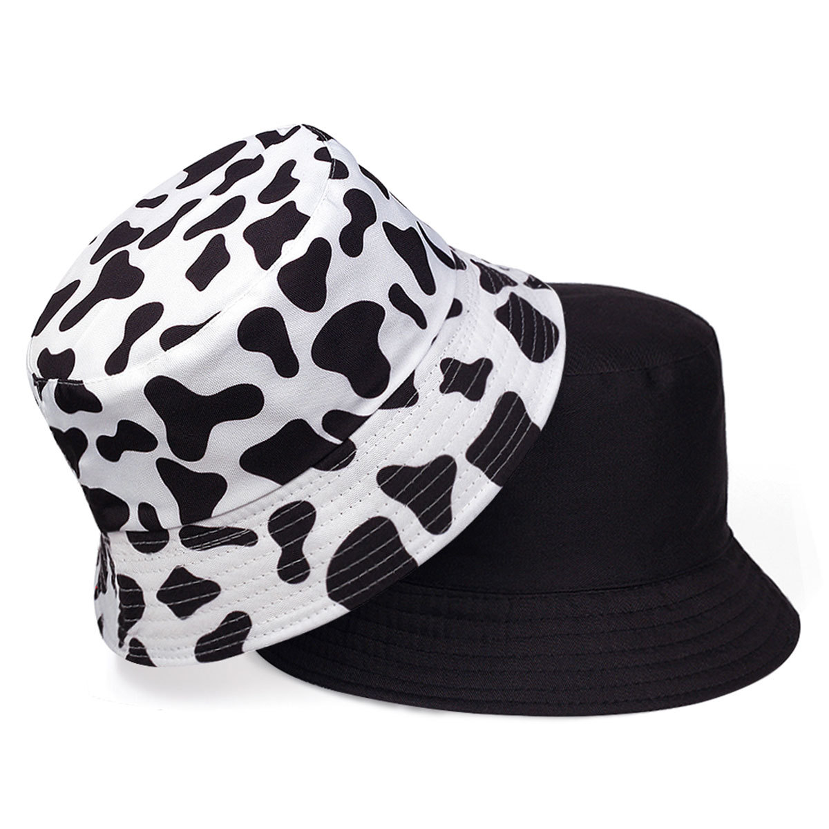 Fishing Hat - 2025 Bucket Hat met koeienprint, dubbelzijdig,