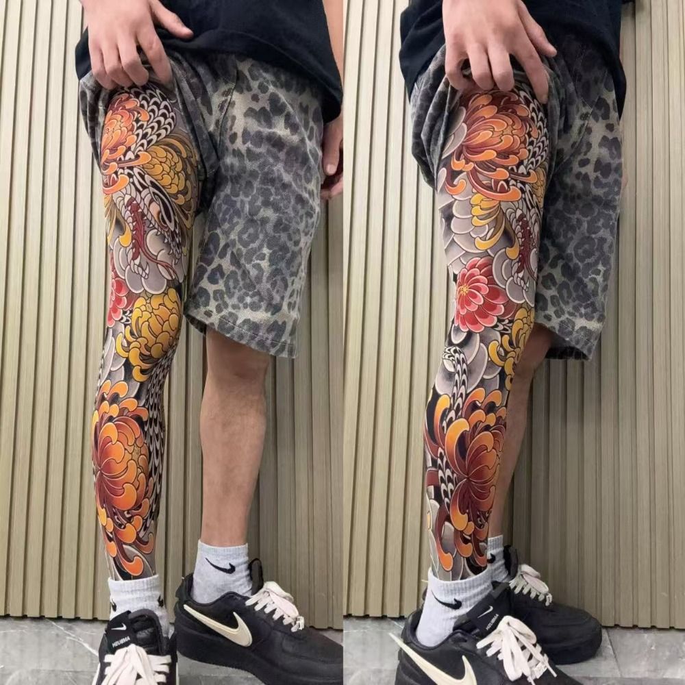 Fishing Socks - Fake Tattoo-sokken met volledige been Bedrukte