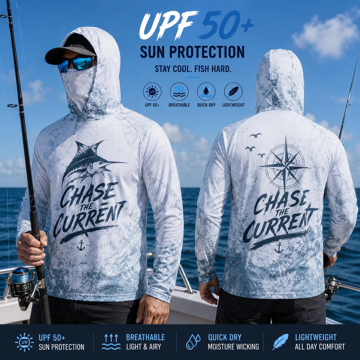 Vissershoodie Shirt Heren Lang - Fishing Mask Sun Protection recensie en prijs